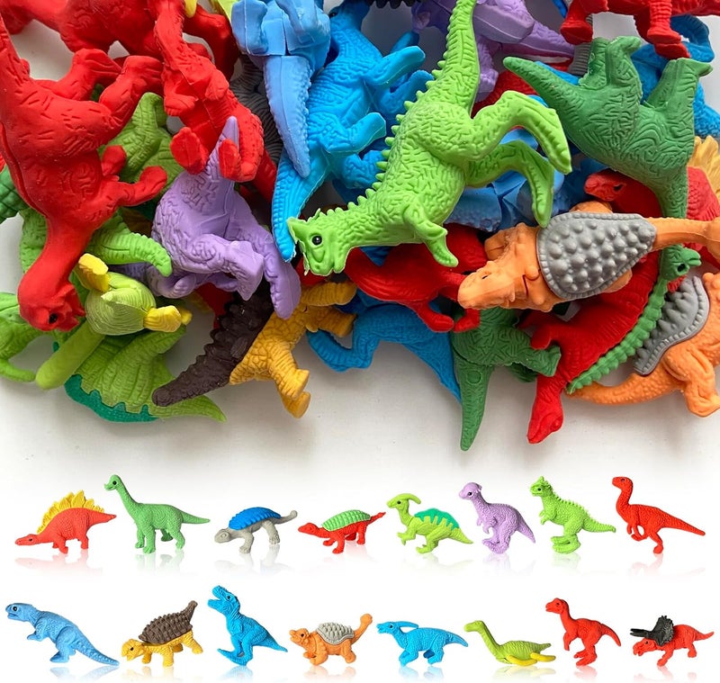 Kaemi 32 Pcs Dinosaur Erasers Desk Pets for Kids Classroom Prizes Fun Cool 3D Puzzle Animal Erasers Bulk Mini Pencil Eraser Pals Toys for Party Favors Treasure Box Goodie Bag Stuffers - Image 1